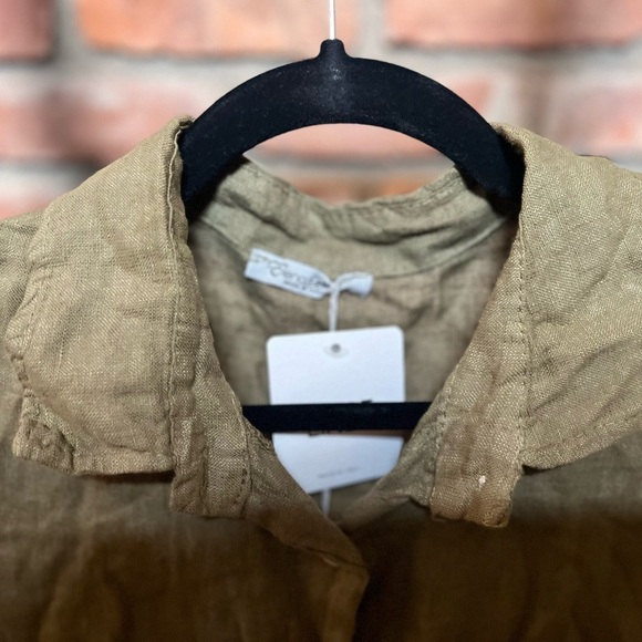 Elena Baldi NEW army green linen shirt dress - Picture 3 of 4